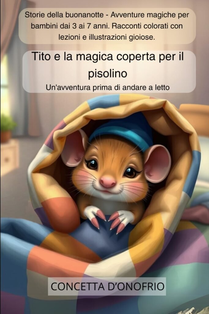 Copertina del libro: Tito e la magica coperta per il pisolino: Un'avventura prima di andare a letto - libro illustrato bambini 3-6 anni. Di Concetta D'Onofrio